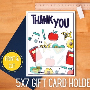 Gift Card Holder Teacher Appreciation, End of Year Gift, School Theme