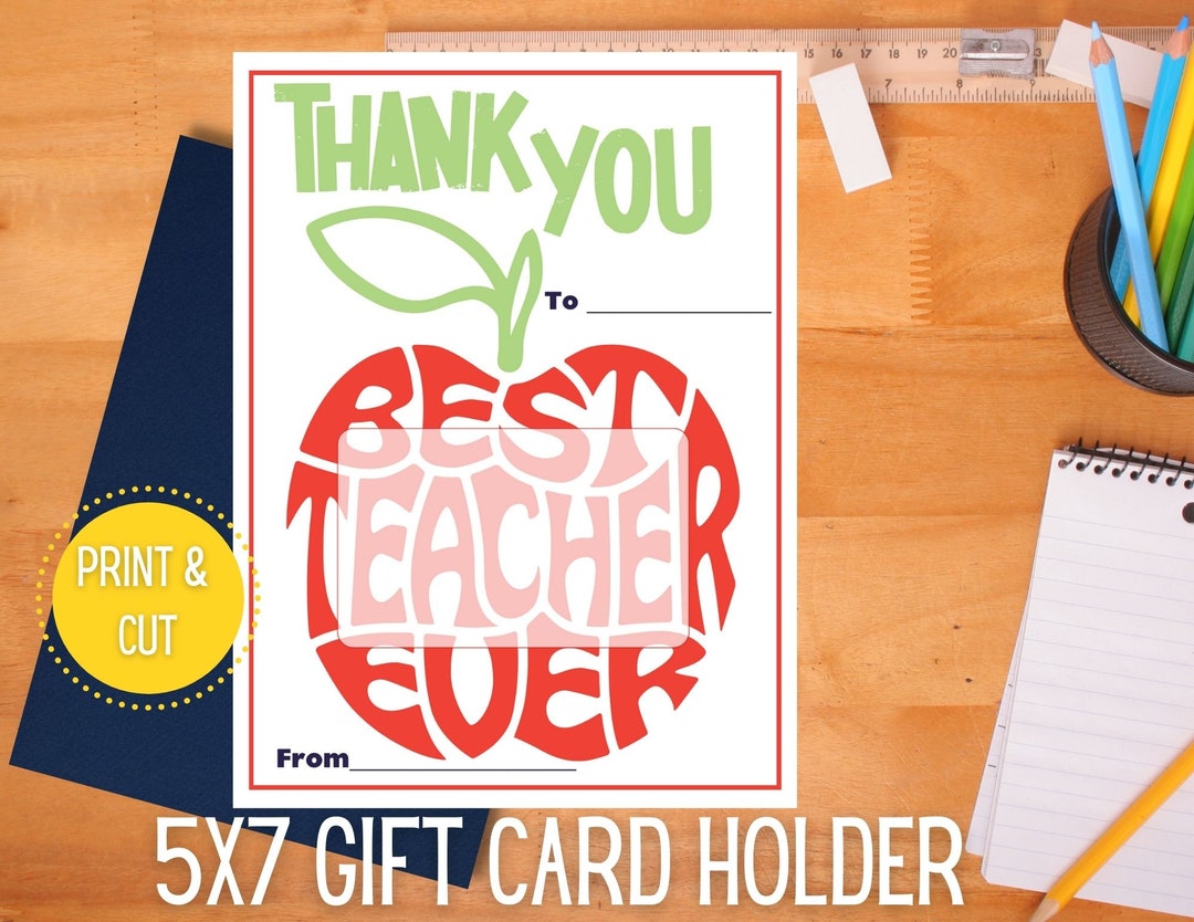 Gift Card Holder Teacher Appreciation, End of Year Gift, School Theme ...