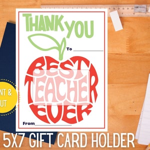 Gift Card Holder Teacher Appreciation, End of Year Gift, School Theme