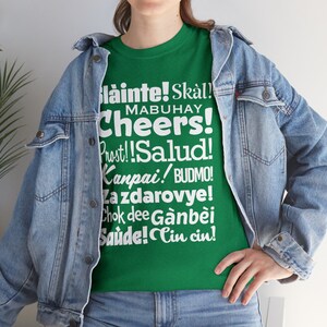 Cheers in many languages - St Patricks Day - Heavy Cotton Tee
