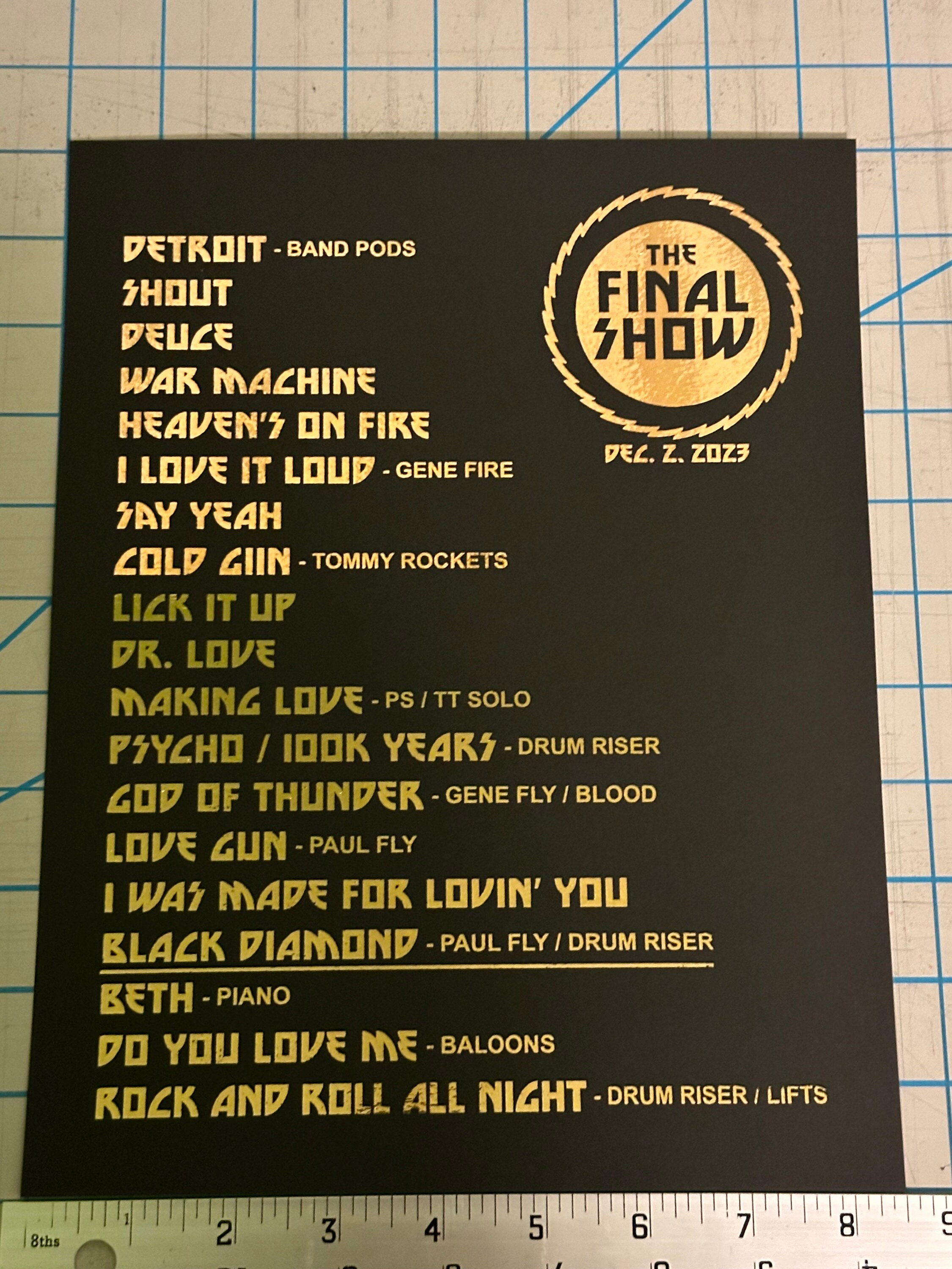 CUSTOM Setlist - Foiled Concert Souvenir Setlist - **choose Your Own ...