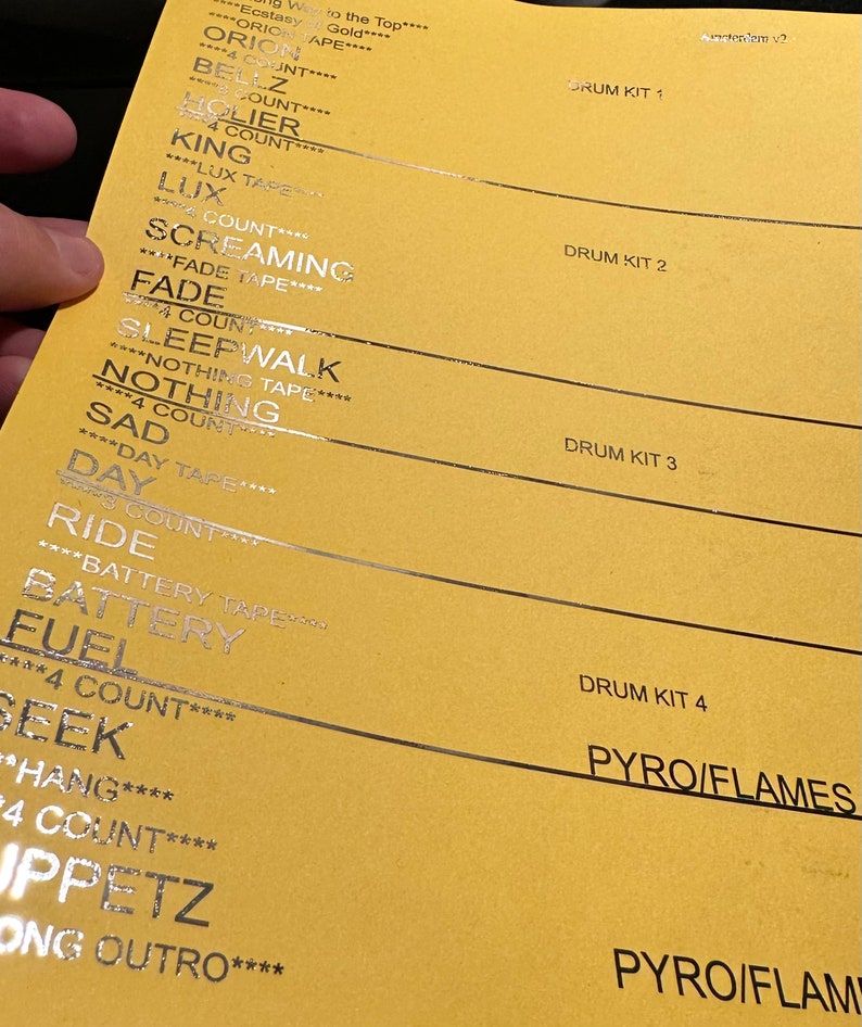 Metallica Setlist M72 Tour Concert Foiled Setlist Souvenir choose Your ...