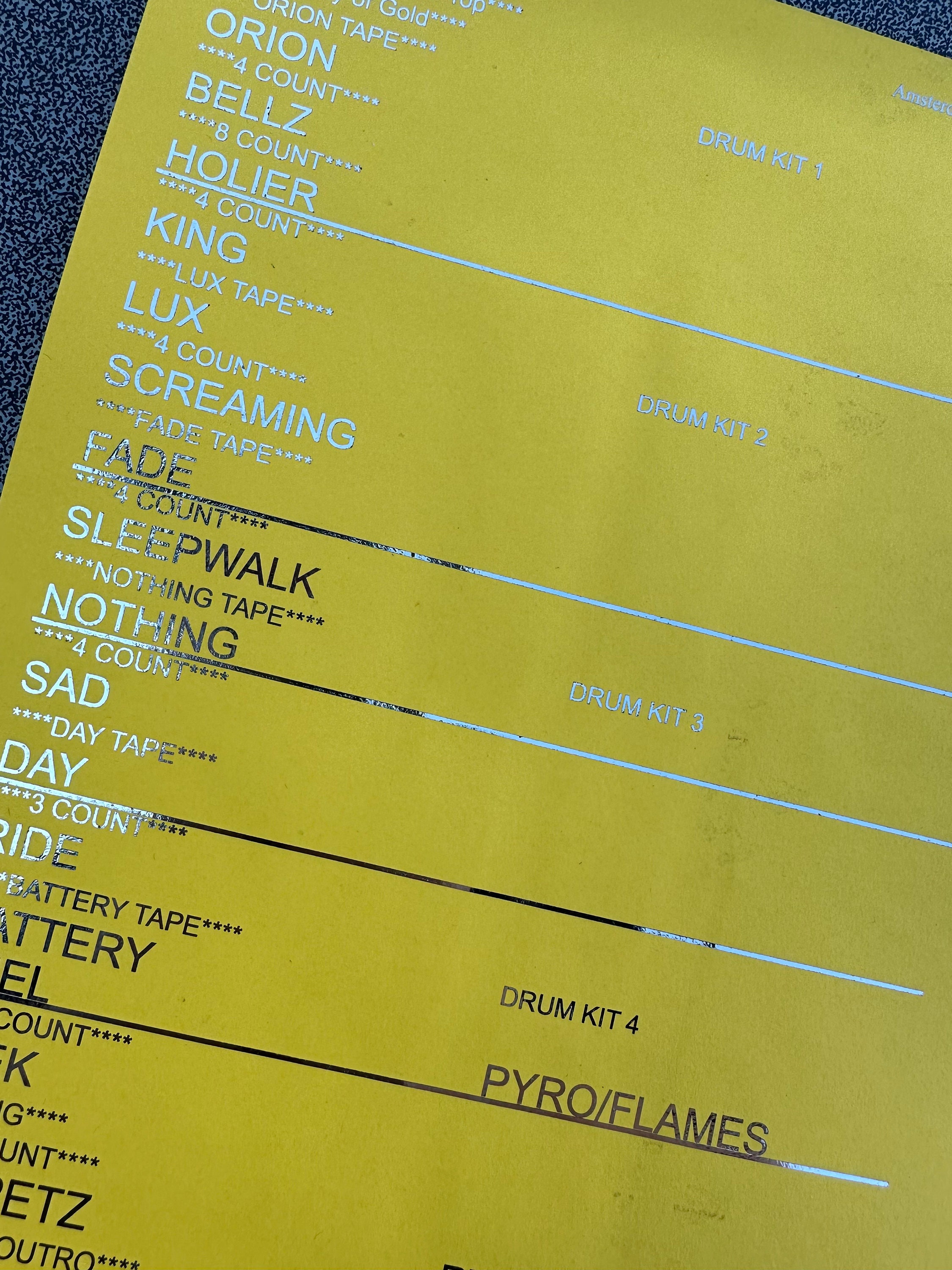 Metallica Setlist M72 Tour Concert Foiled Setlist Souvenir choose Your