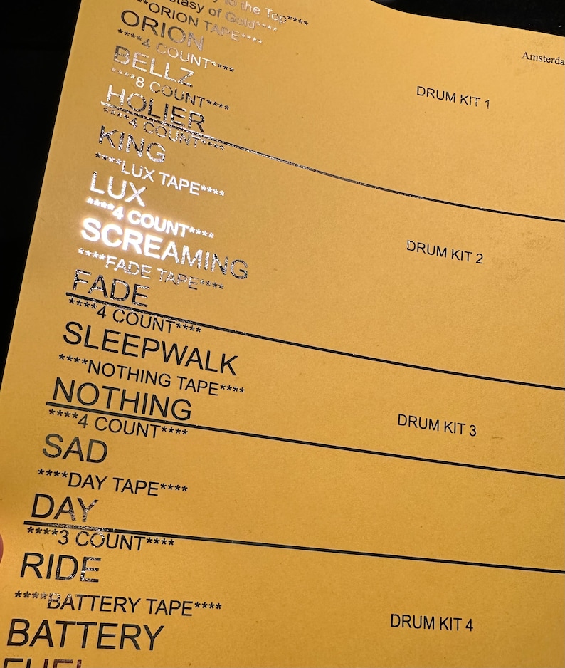 Metallica Setlist M72 Tour - Concert Foiled Setlist Souvenir - **choose ...