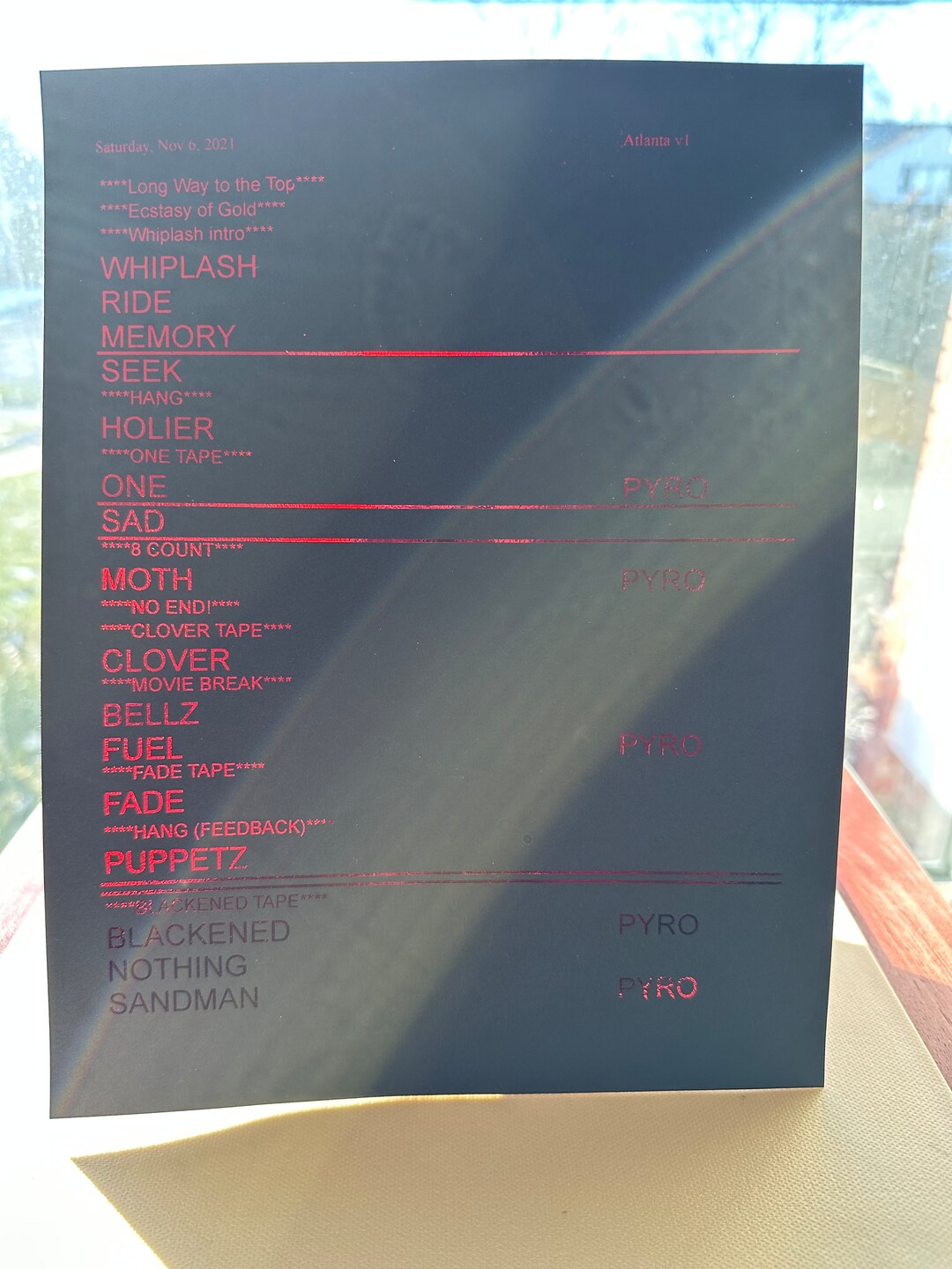 Metallica Atlanta 2021 Souvenir Foiled Concert Setlist Etsy