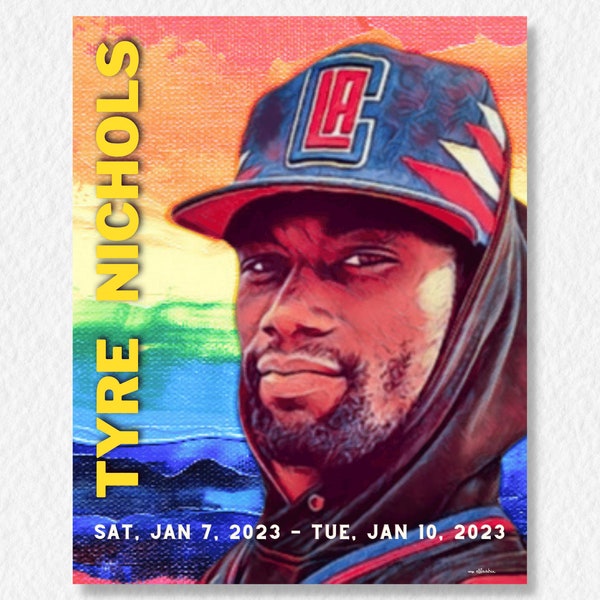 Tyre Nichols Portrait, Justice for Tyre Digital Poster Printable Download, Wall Art Home  Decor, Black Lives Matter, Black History Month