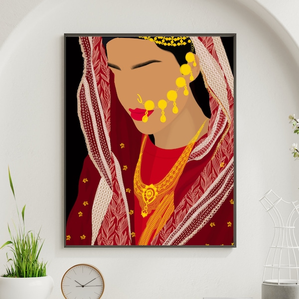 Pride from Sudan Printable Home Decor, Sudanese Home Decor, Sudanese Bride with Henna Gold, African Artwork, Wall Art, Instant Download