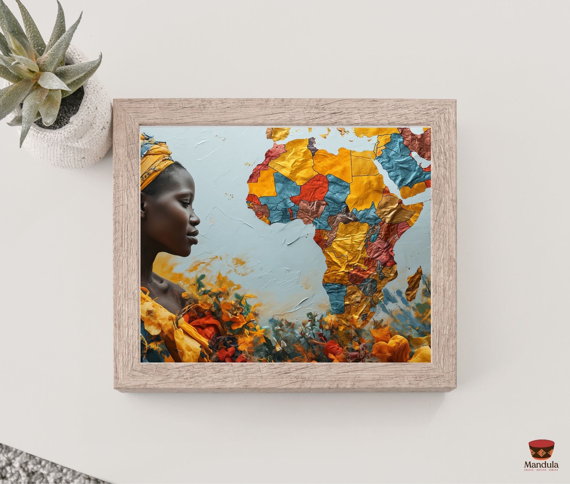 Vibrant Mosaic Africa Map Traditional African Woman in Colorful Attire ...