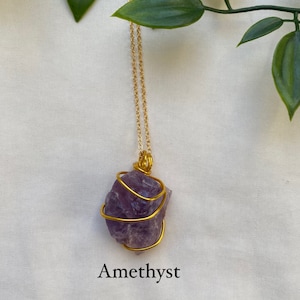 24 K Vergoldete und 925 silberne Rohstein Kette Rohstein Kristall Anhänger Heilstein Kette Amethyst Sodalith Aventurin Feuercalcit Bild 6