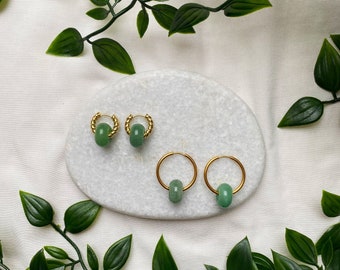 18K Gold Plated Gemstone Aventurine Donut Hoop Earrings | Aventurine | Earrings | Creoles | Earrings | Natural stone | Creoles