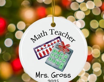 Adorno personalizado para profesor de matemáticas, recuerdo del profesor, adorno personalizado para profesor de matemáticas, nombre y año personalizados, regalo de un padre o madre, regalo de un alumno