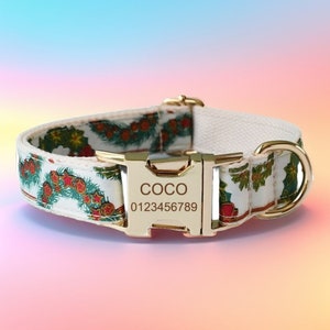Christmas Dog Collar, Leash & Bow Tie Set: Personalized Wreath Print