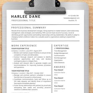 2023 Professional Resume Template For Canva • Simple Modern One and Two Page Resume • Clean ATS Friendly Minimalist Resume