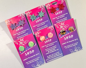 3D Printed Stud Earrings - 3D Printed Light and Colourful Earrings, Stainless steel backings - Unique and Stylish Statement Pieces