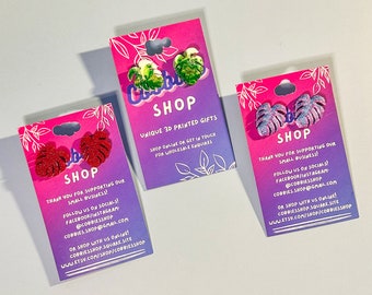 3D Printed Monstera Stud Earrings - 3D Printed Light and Colourful Earrings, Stainless steel backings - Unique and Stylish Statement Pieces