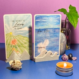 Ensemble de 2 porte-cartes d'affirmation, porte-cartes de tarot, porte-carte Oracle, porte-mémo et porte-photo