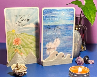Set of 2 Affirmation Card Holders, Tarot Card Holders, Oracle Card Holder, Memo and Photo Holder