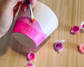 Plant Pot Painting Set, Paint your own Pot! Paints and Brush included, Great for Small House Plant Pots, 3D Printed with Sustainable Plastic