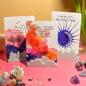 Set di 3 porta carte di affermazione, porta carte dei tarocchi, porta carte dell'oracolo, porta promemoria e porta foto