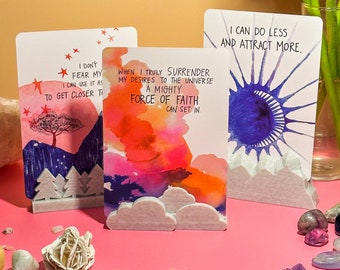 Set of 3 Affirmation Card Holders, Tarot Card Holders, Oracle Card Holder, Memo and Photo Holder