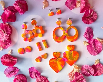 3D Printed Dangle Earrings - 3D Printed Light and Colourful Earrings, Stainless steel backings - Unique and Stylish Statement Pieces