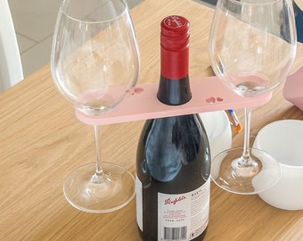 Wine Glass and Wine Bottle Holder, 3D printed Valentine’s Day wine holder, wine caddy, wine butler
