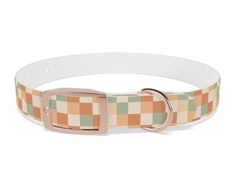 Stylish Dog Collar, Checkered Pet Accessory, Customizable Pet Collar, Colorful Dog Gear, Perfect for Everyday & Special Occasions