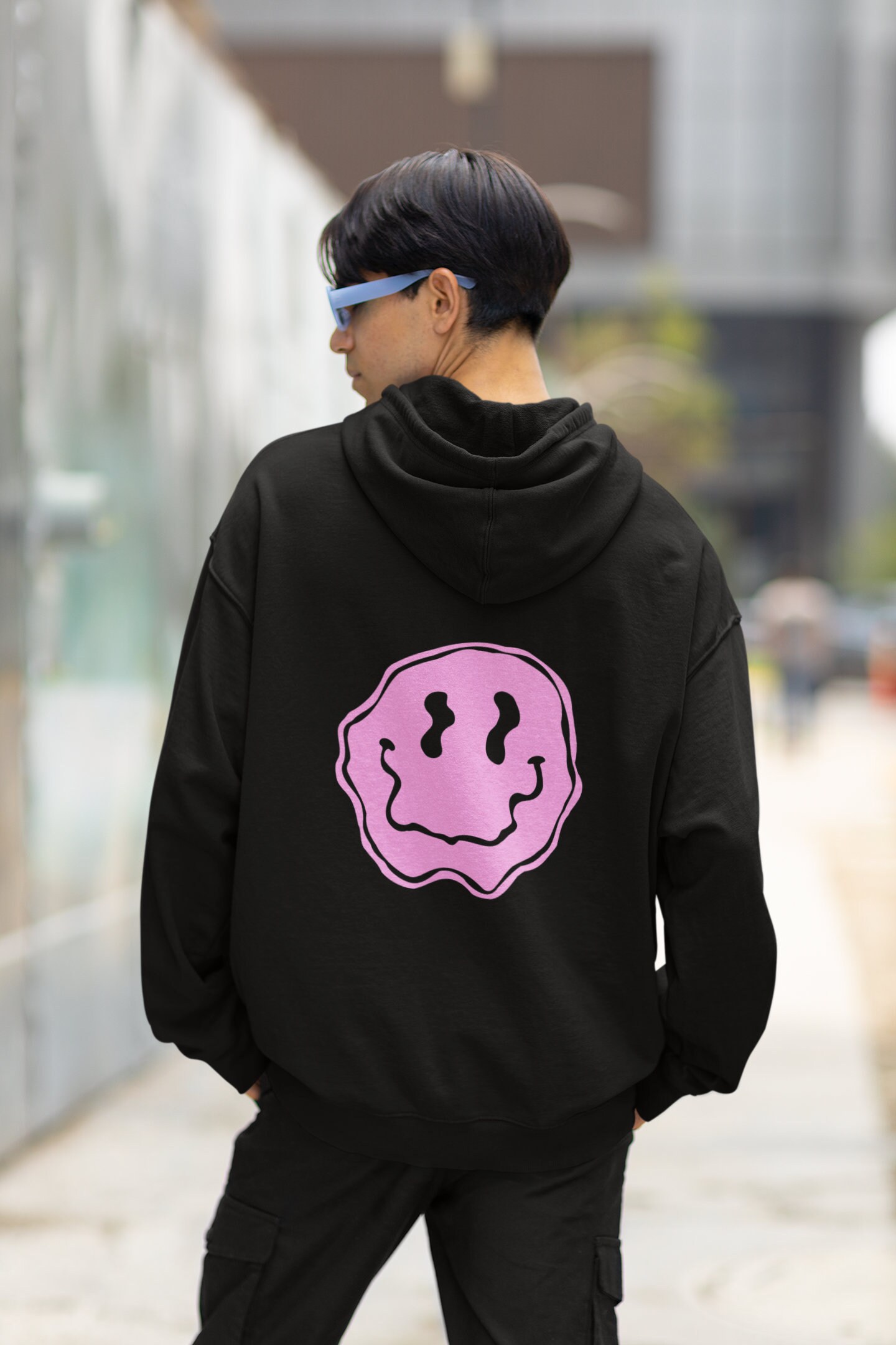 Smiley Pink Hoodie Etsy -