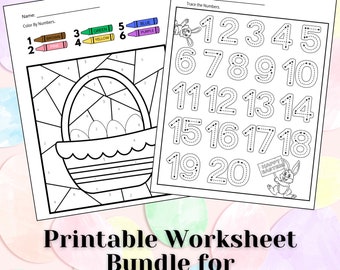 Easter Worksheet Bundle, Fun Worksheets for PreK to First Grade, Homeschool Worksheets, Classroom Worksheets for Easter, Daycare Worksheets