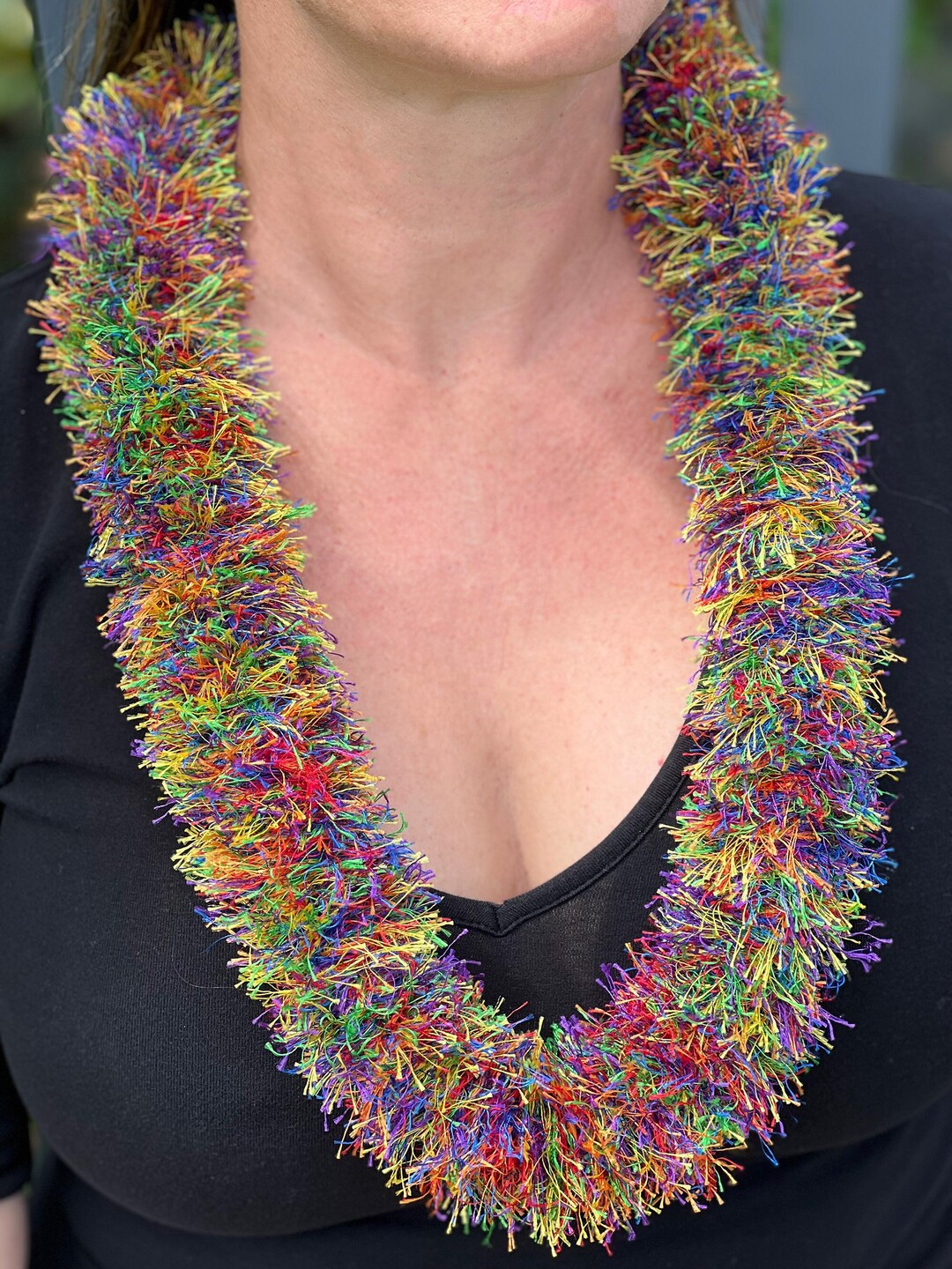 Hawaii Rainbow Yarn Lei, Teacher Lei, PRIDE Lei, Celebrate Diversity, Teacher Gift, Aloha