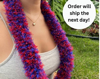 Hawaii 2 Color Yarn Lei, Graduation Lei, Mardi Gras Lei, Celebration Lei, Senior Lei, Class of 2024, Lei for Graduate, Teacher, Luau