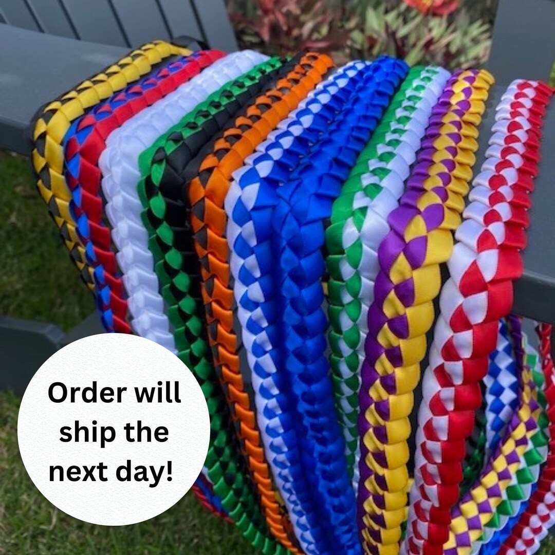 Hawaii 2 Color Satin Ribbon Lei, Graduation Lei, Special Occasion