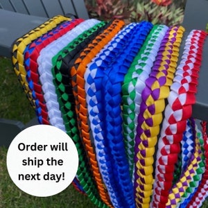 Hawaii 2 Color Satin Ribbon Lei, Graduation Lei, Special Occasion, Senior Lei, Class of 2025, Lei for Graduate, Graduate Gift, Teacher Gift