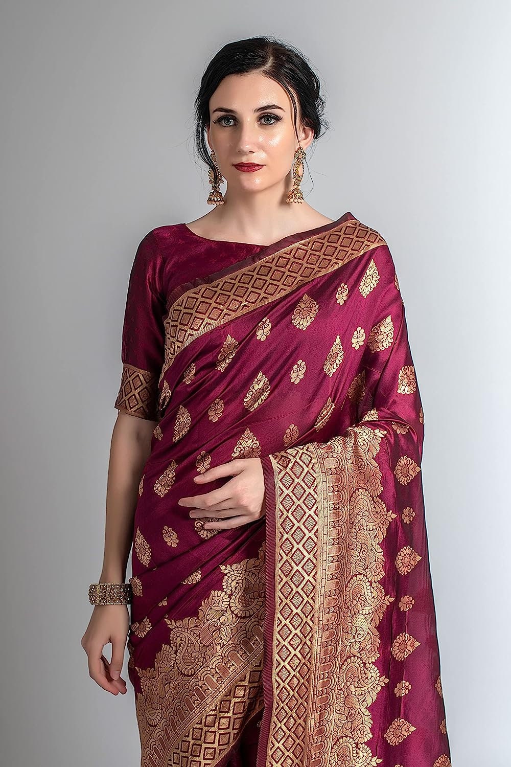 Banarasi Silk South Indian Saree for Wedding Designer Sari With Stitched Blouse Sarees USA