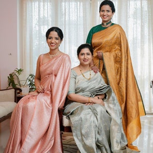 Tissu de soie doux lichi riche couleur pallu et travail jacquard sari sari avec chemisier image 6