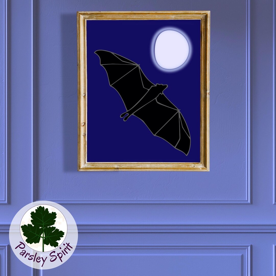 Moonlight Window Bat Bat by Moonlight Digital Fine Art Print, Printable Wall Art, Print at ...