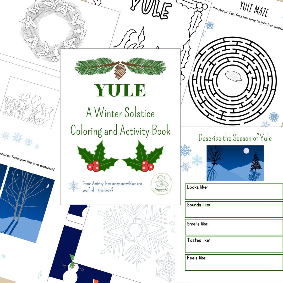 Yule Printable Kids Activity Pack, Pagan Families, Pagan Parents, Pagan ...