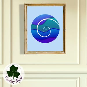 Elemental Water Spiral, abstract wall art, printable wall art, both vertical and square formats, original artist-created digital art.