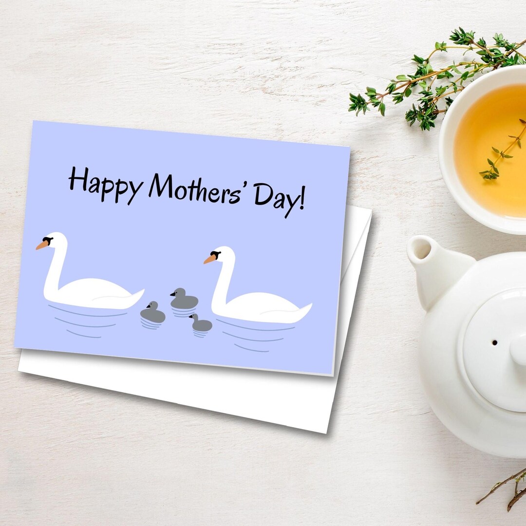Printable Mothers Day Card for Two Moms, Swan Family Design (digital ...