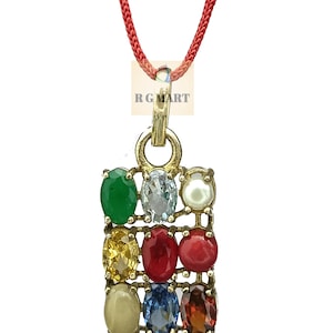 Navratan Pendant Navratna Pendent 100% 9 Real Stone With Brass Meta