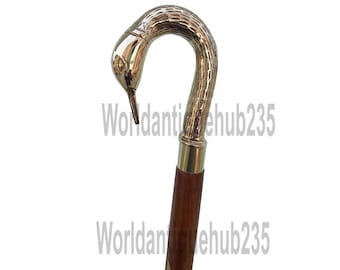 Brass Animal Handle Walking Stick: Rosewood Victorian Cane