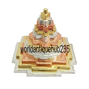 Laxmi Wealth Orgonite Pyramid – Shree Yantra, Rudraksha, Vastu Golden Silver Copper