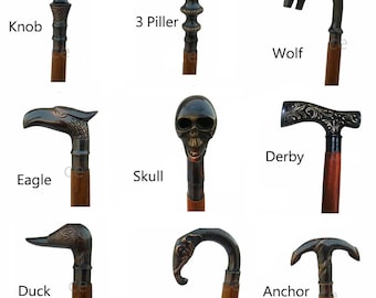 Vintage Brass Handle Walking Stick: Victorian Style Wooden Cane