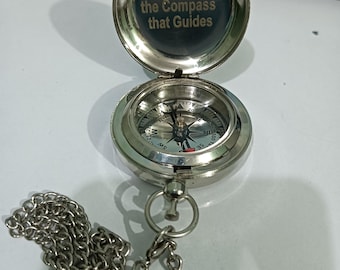 Personalized Silver Brass Compass with Custom Engraving