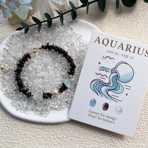 Zodiac Crystal Bracelet,Natural Pearl Jewellery,Healing Stone Birthstone Star Sign Birthday Gift for her,Astrology Horoscope Jewerly Gift