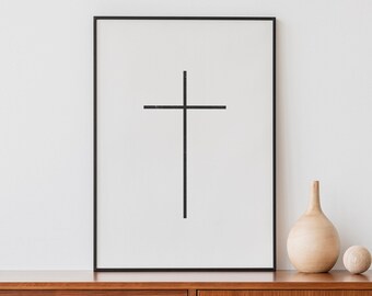 CHRISTIAN ARTWORK, Modern Catholic Art, CROSS Wall Art, Minimalist Religious Cross Print Simple Downloadable Poster, Church Decor