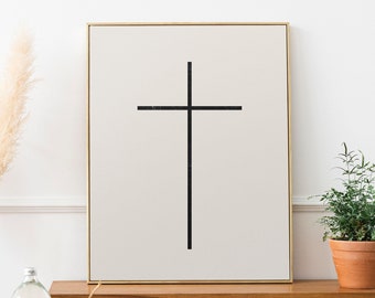 Modern Christian Art, Minimalist Christian Artwork, Cross Decor, Religious Wall Art, Printable Cross