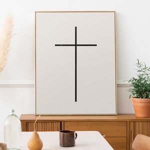 Modern Christian Art, Minimalist Christian Artwork, Cross Decor, Religious Wall Art, Printable Cross