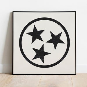 Tennessee Flag Print STATE Poster Star Wall Art Tennessee State Print Descarga digital Imprimible Arte de la pared del sur