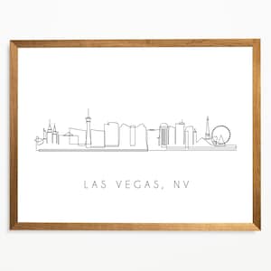 Las Vegas Art, Las Vegas Skyline, Single Line Drawing, Minimalist Wall Art , Cityscape Line Art, Neutral Home Decor, Nevada Art Print Modern